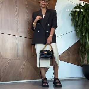 VINTAGE LINEN BLACK STATEMENT BLAZER